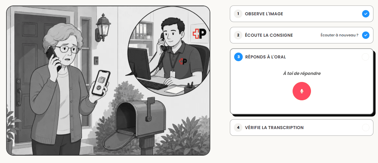 Capture de l'épreuve de production orale